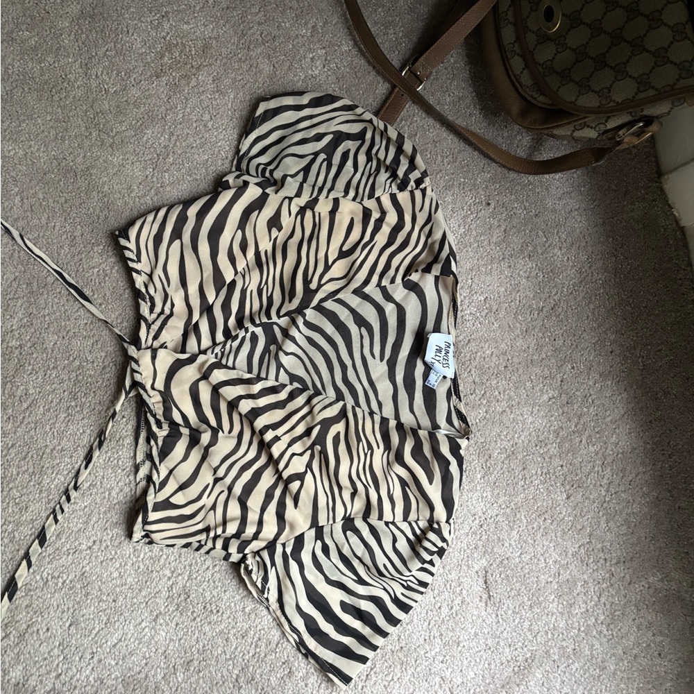 Zebra Print Blouse with Tie Waist